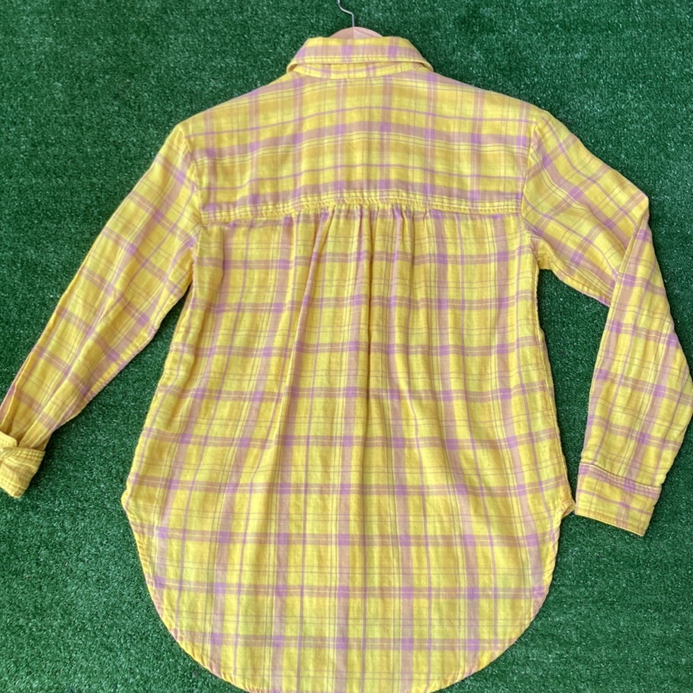 Anthropologie Top Size 2 Seen Worn Kept Plaid Button Front Long Sleeve shirt - Picture 4 of 7